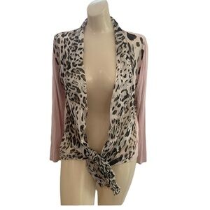 Tina Stephen’s Cardigan Topper Silk Viscose Pink/ Animal Print Size S